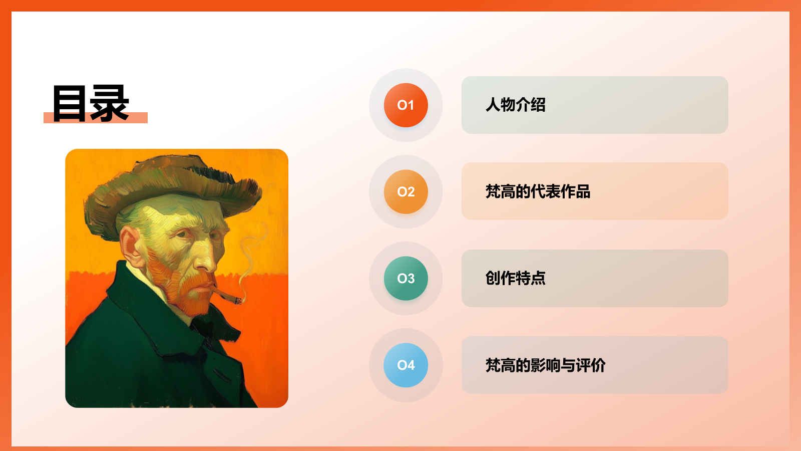 橙色复古风文森特·梵高——荷兰后印象派画家PPT模板.pptx_第2页