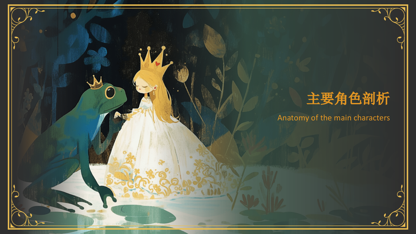 绿色复古风《 青蛙王子》童话故事PPT模板.pptx_第10页