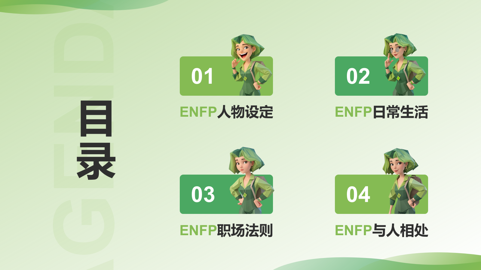 绿色3D风ENFP人格介绍PPT模板.pptx_第2页