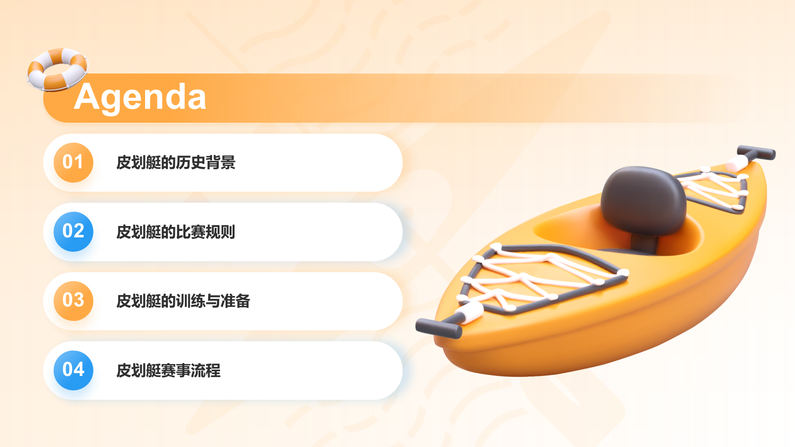 橙色3D风奥运会——皮划艇知识科普PPT模板.pptx_第2页