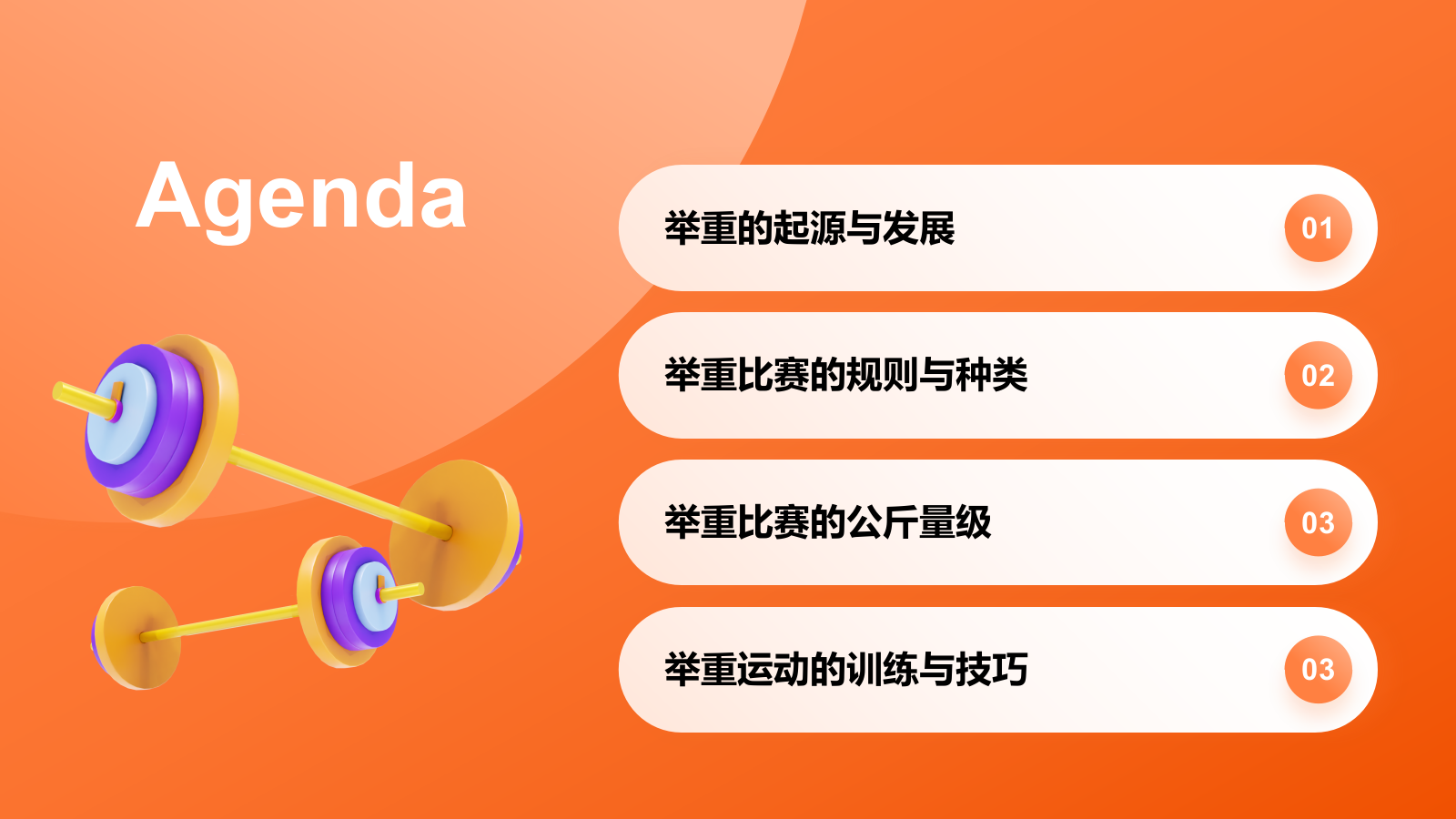 橙色3D风举重奥运项目科普PPT模板.pptx_第2页