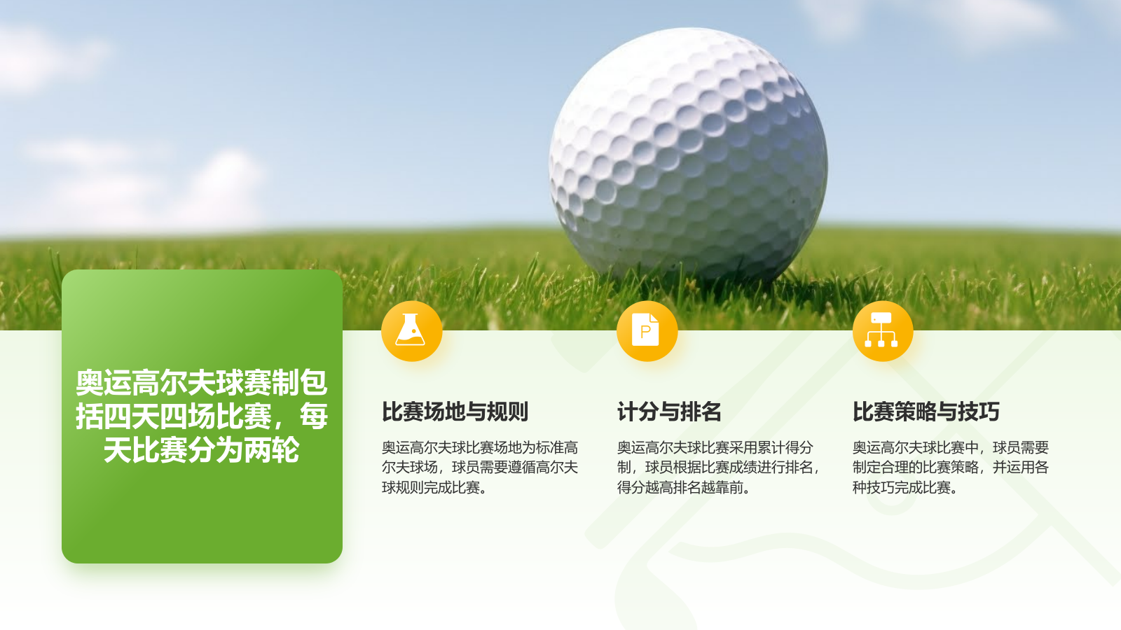 绿色3D风奥运会项目科普——高尔夫球PPT模板.pptx_第8页