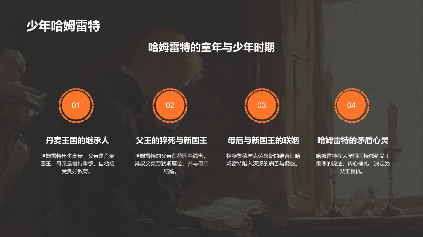 橙色插画风《哈姆雷特》读书笔记PPT模板.pptx_第7页