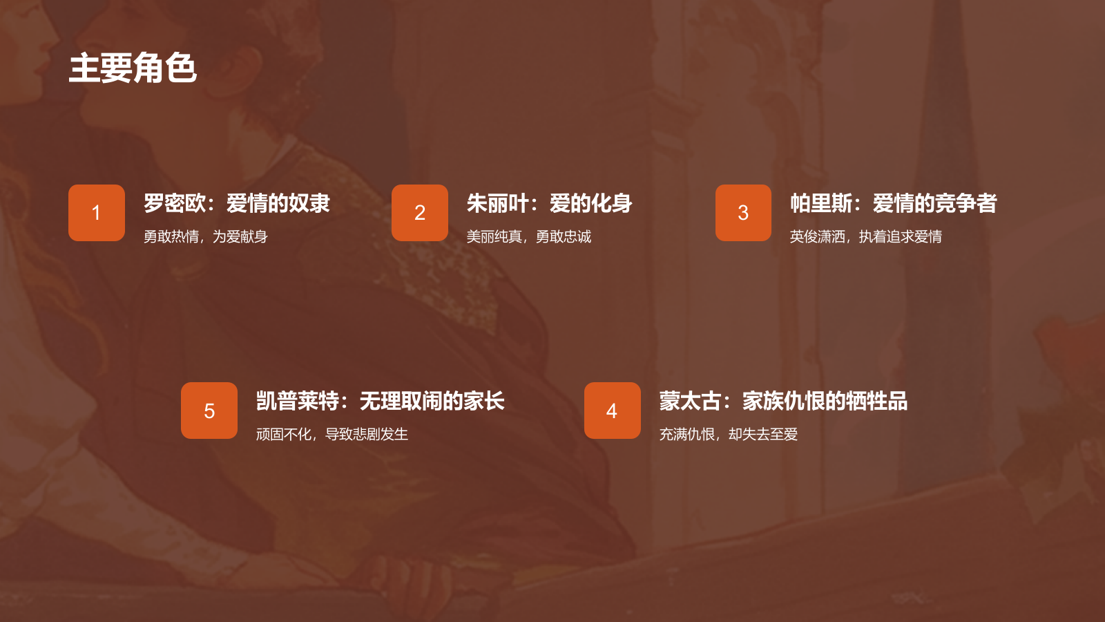 橙色插画风《罗密欧与朱丽叶》读书笔记PPT模板.pptx_第6页