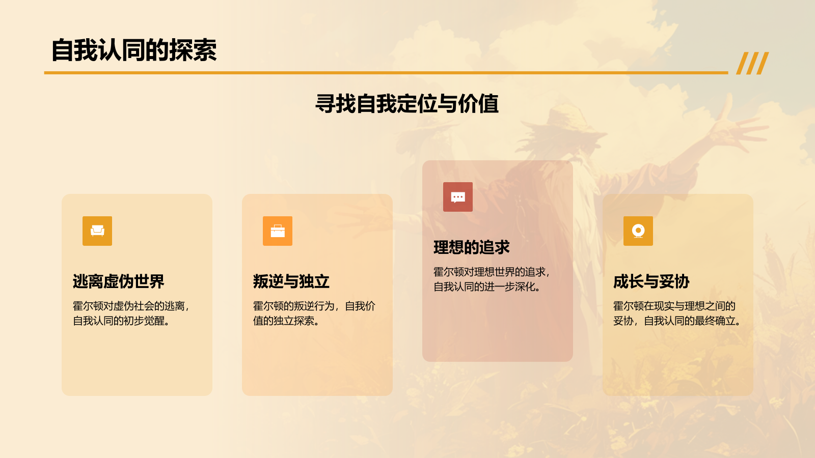 橙色复古风《麦田里的守望者》读书笔记PPT模板.pptx_第10页