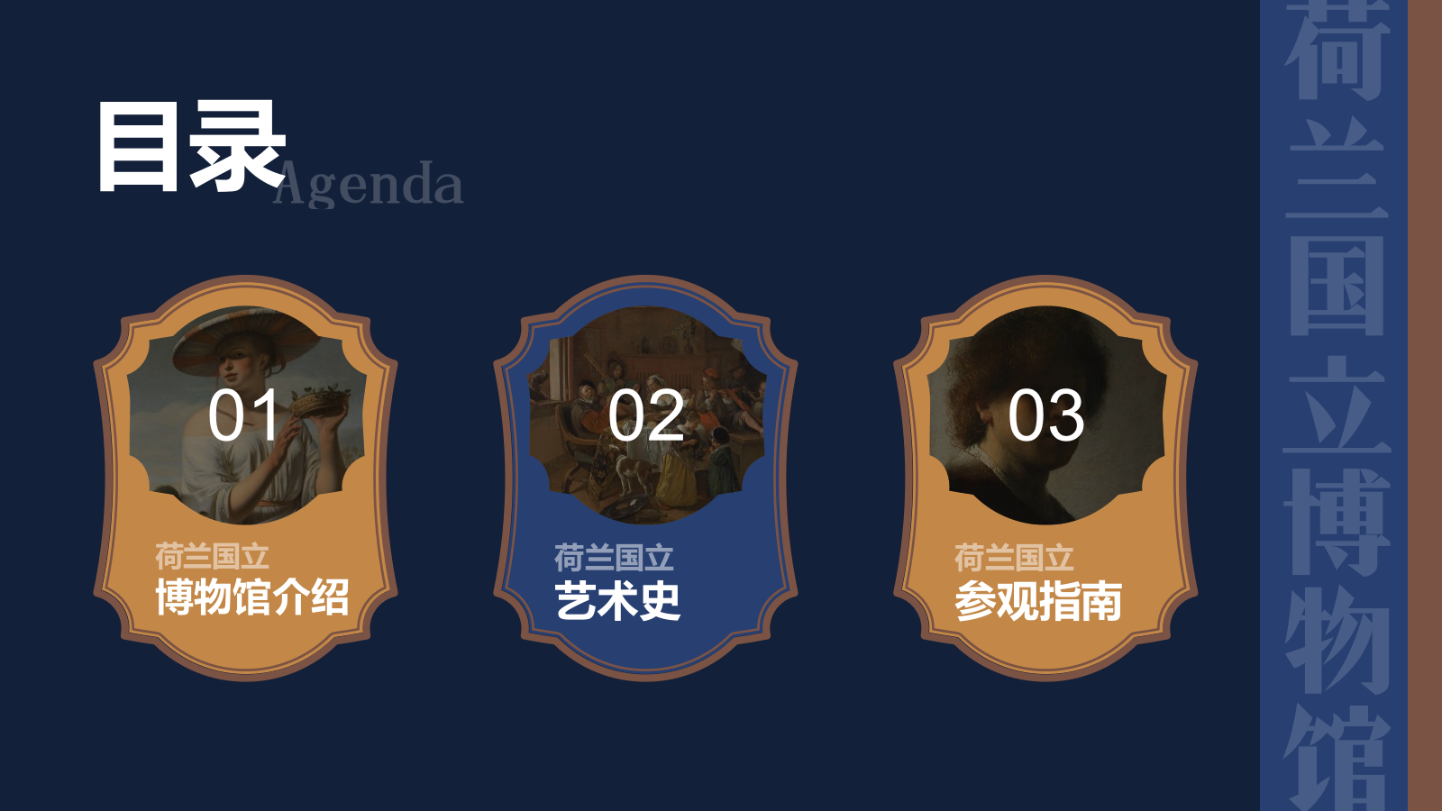 蓝色复古风荷兰国立博物馆PPT模板.pptx_第2页