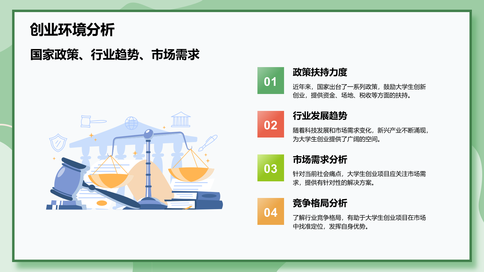 绿色插画风大学生创业实践项目策划PPT模板.pptx_第4页