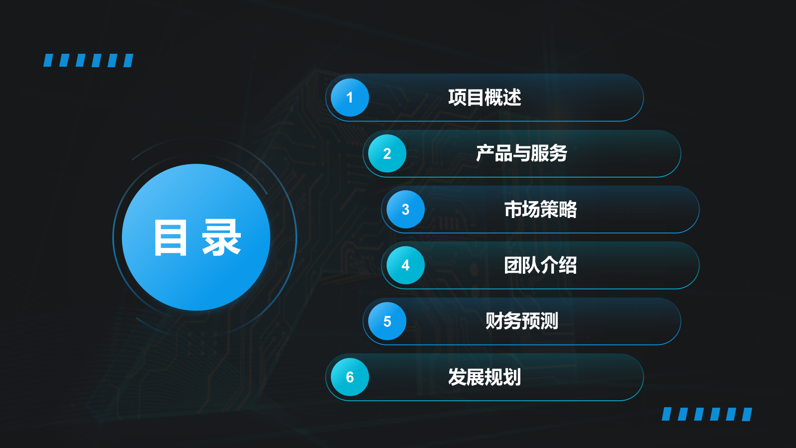 蓝色科技风商业计划书创业路演PPT模板.pptx_第2页