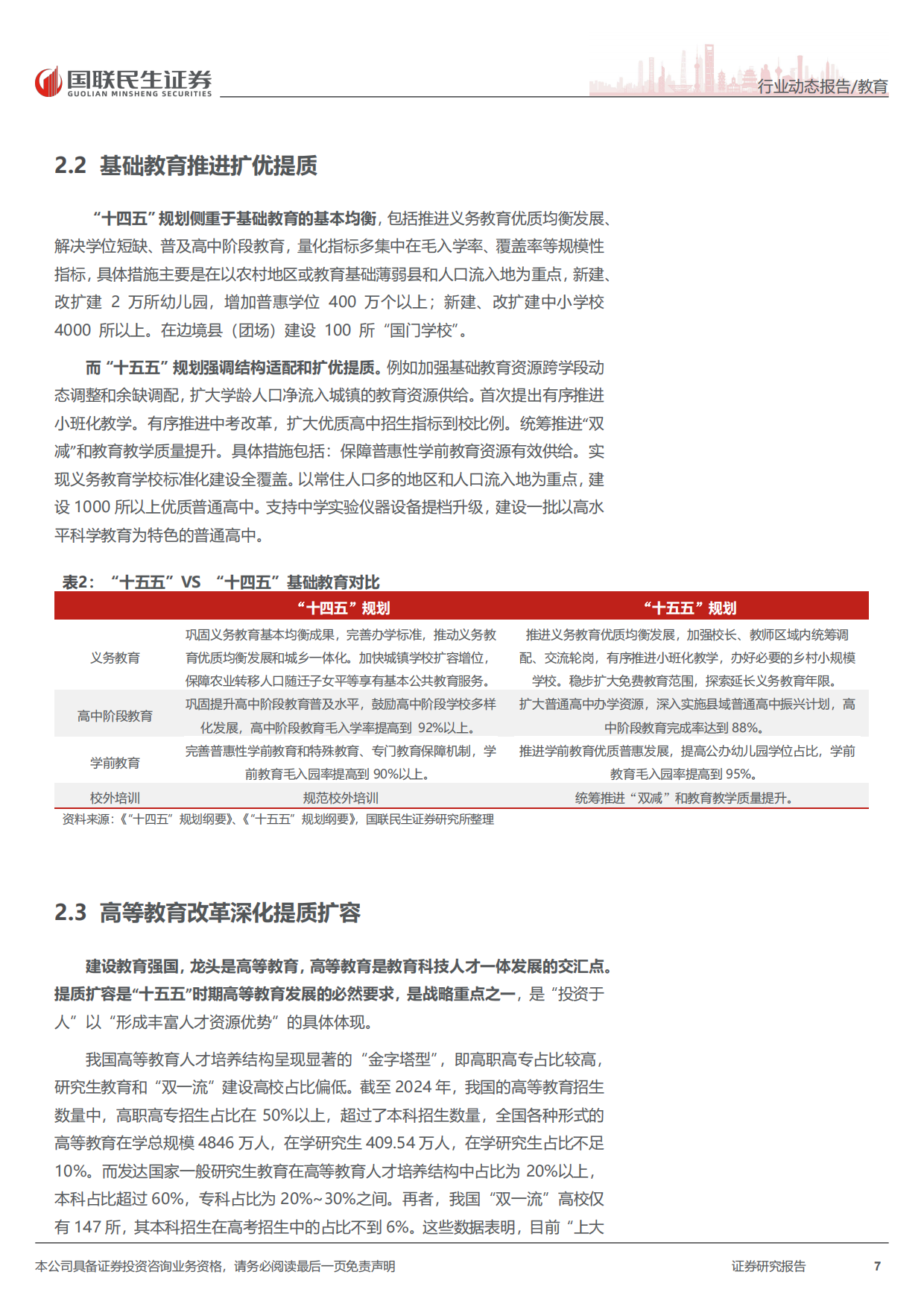 2026教育行业“十五五”规划纲要教育观察：“十五五”时期教育规划的宏观格局与基本导向-国联民生证券.pdf_第7页