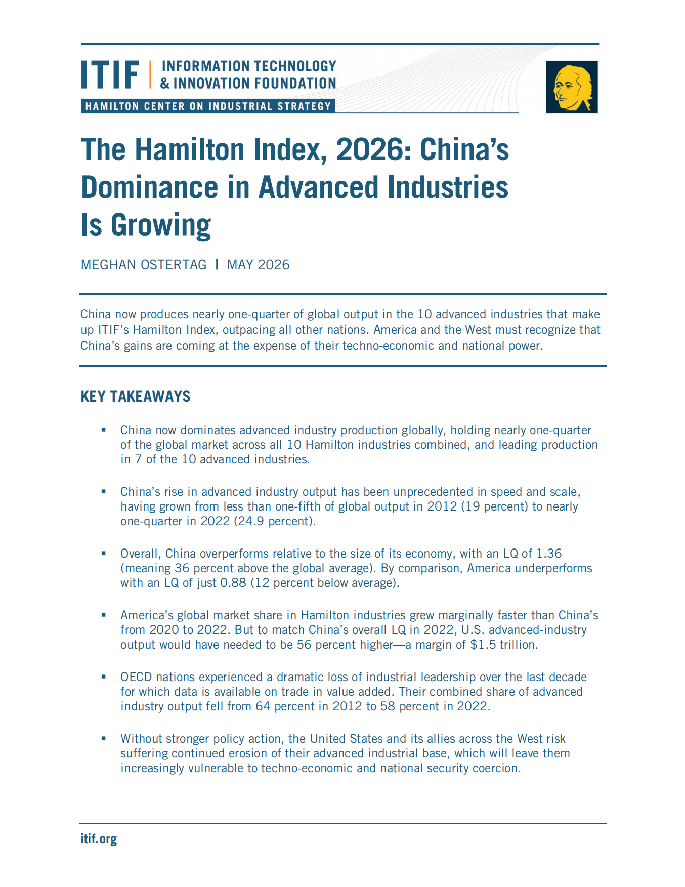 ITIT-汉密尔顿指数，2026：中国在先进产业中的主导地位正在增长（英文）.pdf_第1页