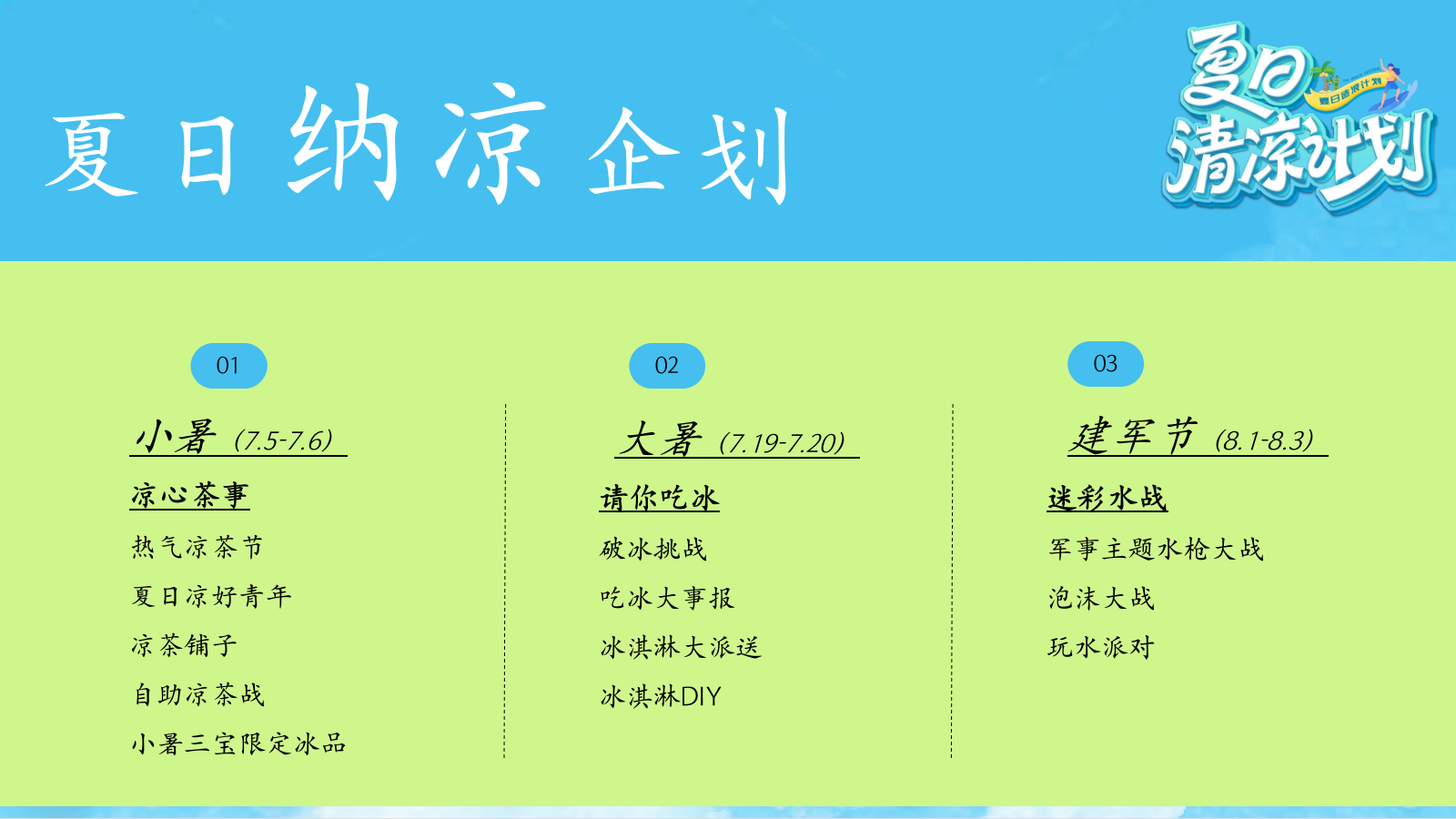 夏日纳凉避暑节夏季养生暑期建军节开学季主题活动方案.pptx_第10页