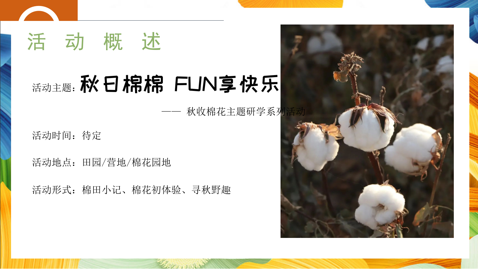 “秋日棉棉+FUN享快乐”秋收棉花主题研学系列活动策划方案.pptx_第7页