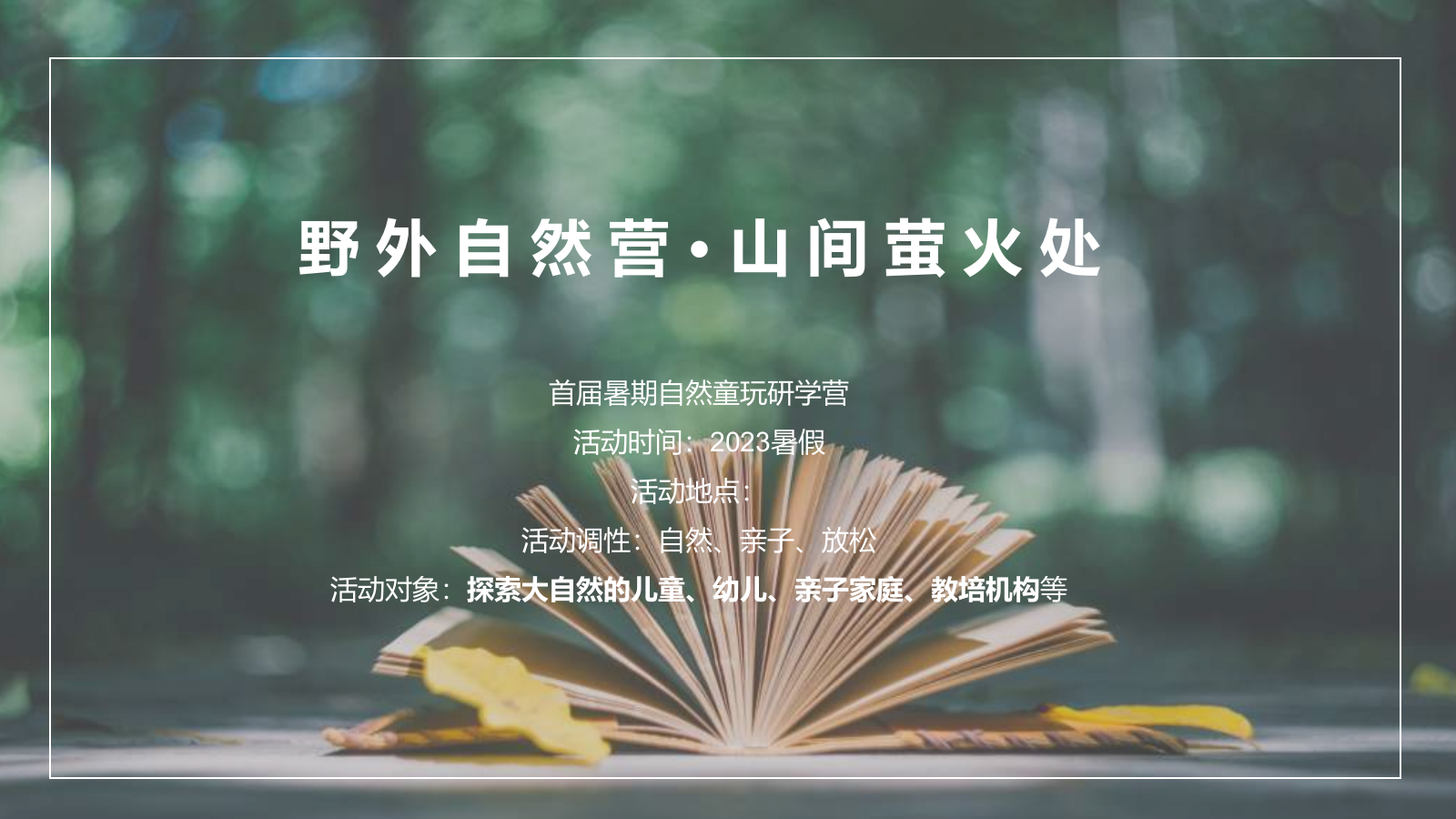 暑期自然童玩研学营“野外自然营·山间萤火处”主题活动策划方案.pptx_第6页