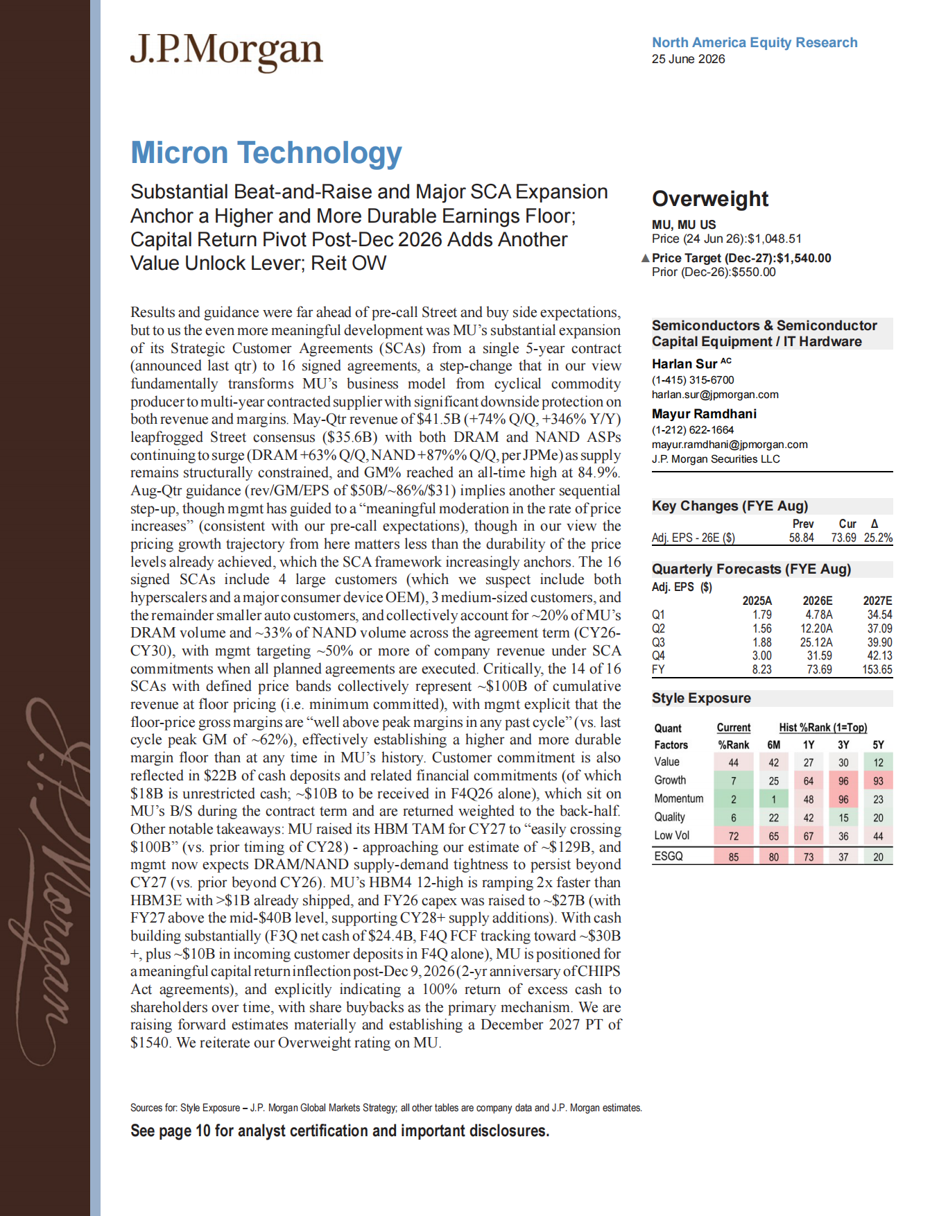 2026-美光：大幅超预期+SCA扩张，HBM3E放量（英）-摩根大通.pdf_第1页