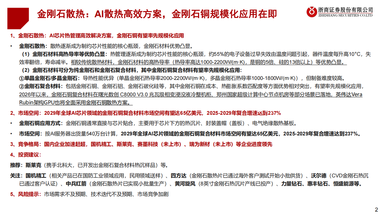 2026金刚石散热行业深度报告：金刚石散热：AI散热高效方案，金刚石铜规模化应用在即-浙商证券.pdf_第2页