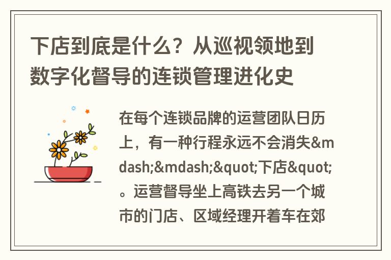 下店到底是什么？从巡视领地到数字化督导的连锁管理进化史