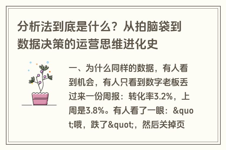 分析法到底是什么?从拍脑袋到数据决策的运营思维进化史 分析法到底是什么?从拍脑袋到数据决策的运营思维进化史