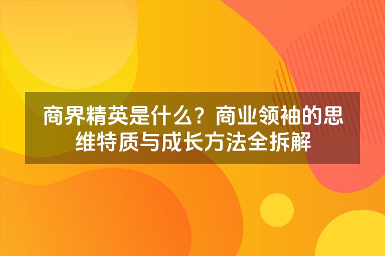 商界精英是什么？商业领袖的思维特质与成长方法全拆解
