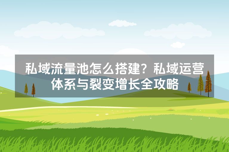 私域流量池怎么搭建?私域运营体系与裂变增长全攻略 私域流量池怎么搭建?私域运营体系与裂变增长全攻略