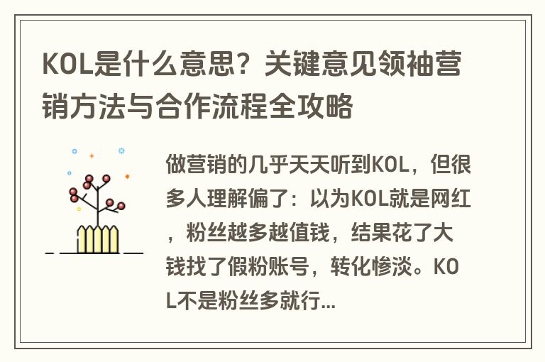 KOL是什么意思?关键意见领袖营销方法与合作流程全攻略 KOL是什么意思?关键意见领袖营销方法与合作流程全攻略