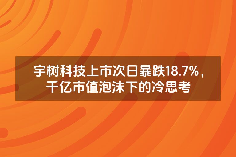 宇树科技上市次日暴跌18.7%，千亿市值泡沫下的冷思考