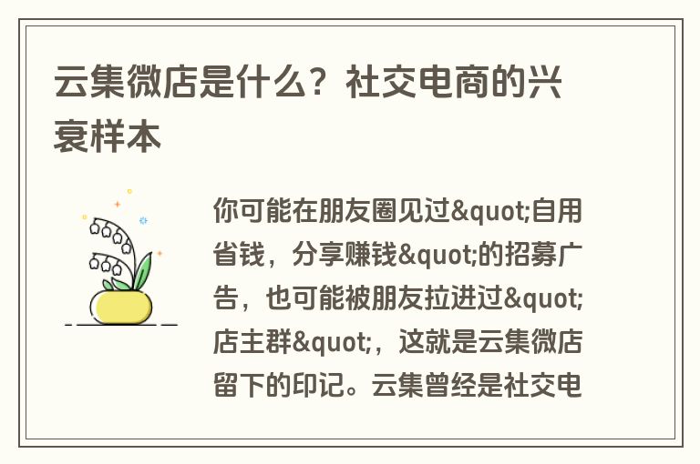 云集微店是什么？社交电商的兴衰样本