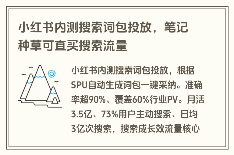 小红书内测搜索词包投放，笔记种草可直买搜索流量