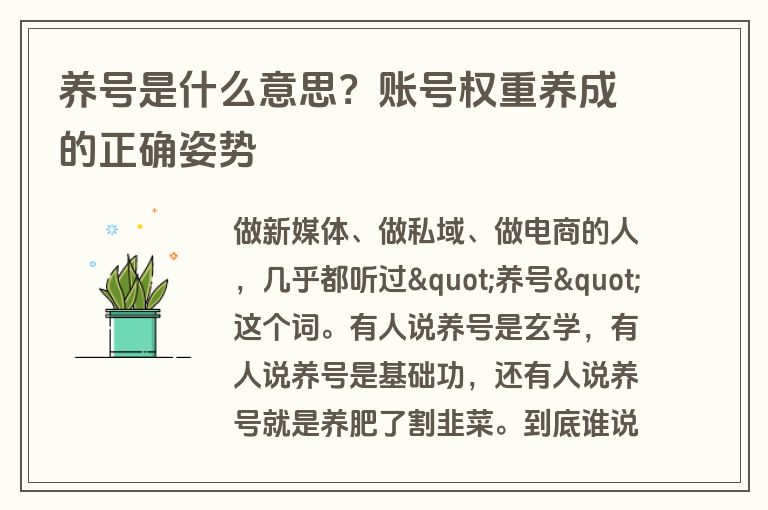 养号是什么意思？账号权重养成的正确姿势