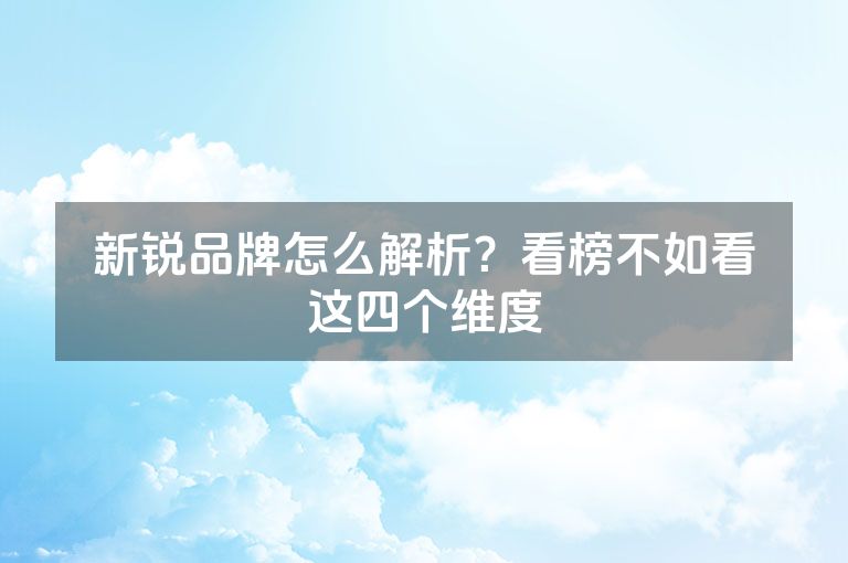 新锐品牌怎么解析？看榜不如看这四个维度