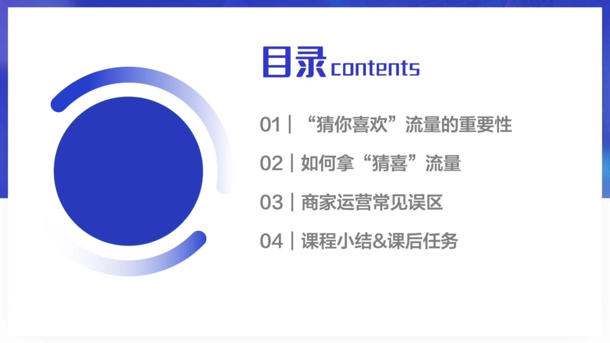 目录 contents 011 “猜你喜欢” 流量的重要性 02|如何拿 “