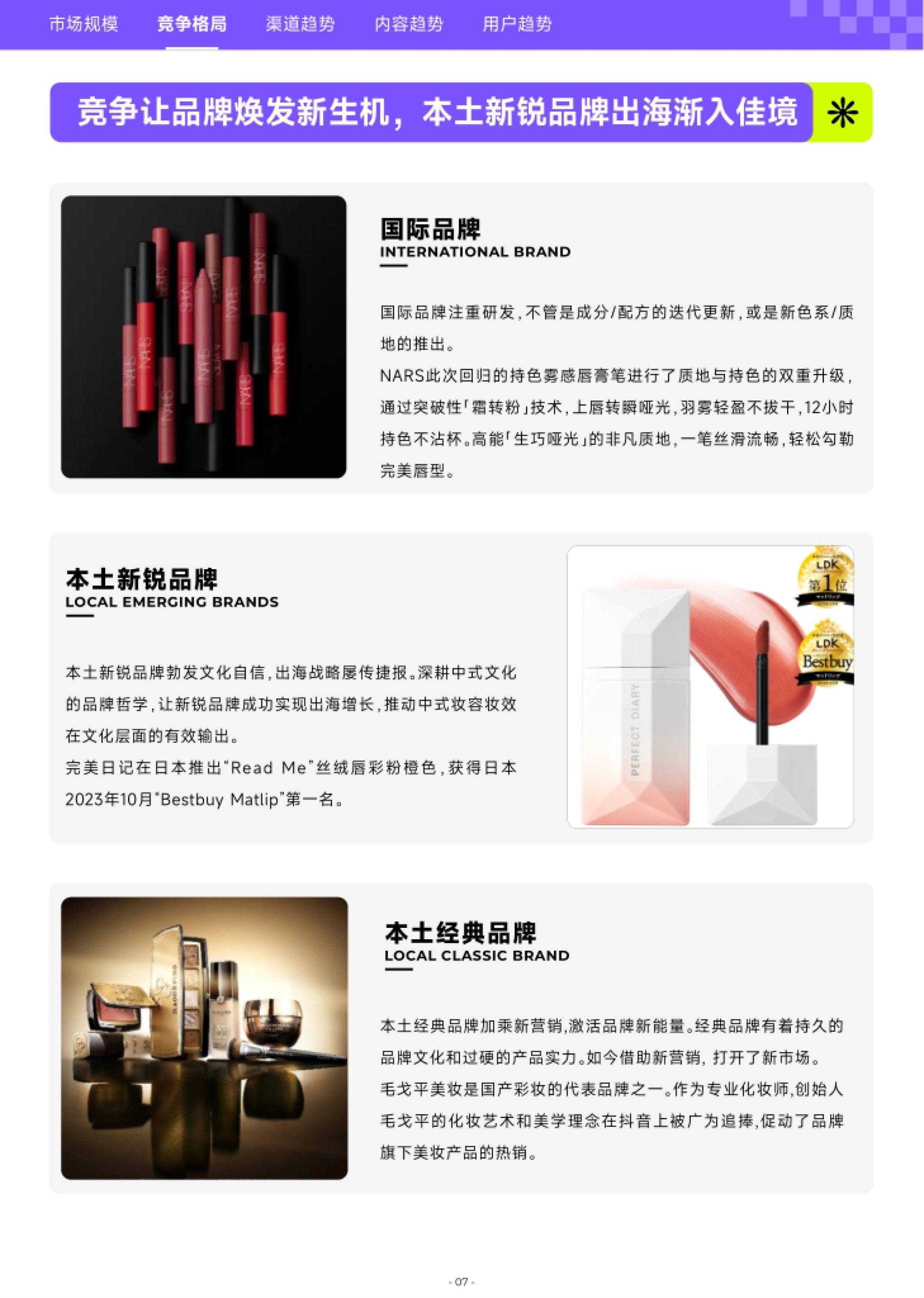 第8页 国际品牌、本土经典品牌、本土新锐品牌三类型