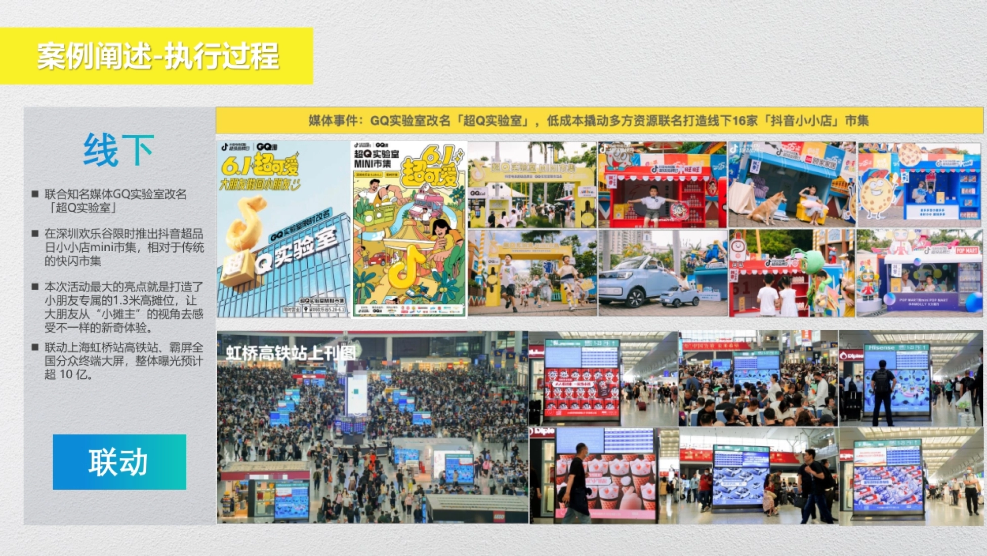 线下 ◼联合知名媒体GQ实验室改名 「超Q实验室」 ◼在深圳欢乐谷限时推出抖